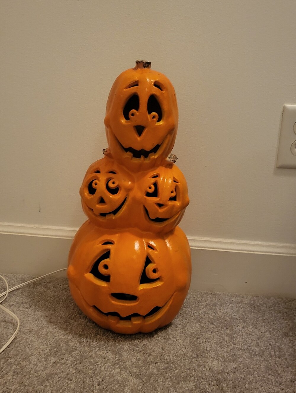 Vintage 1998 The Paper Magic Group Inc. Blow Mold Stacked Faces Jack O' Lantern